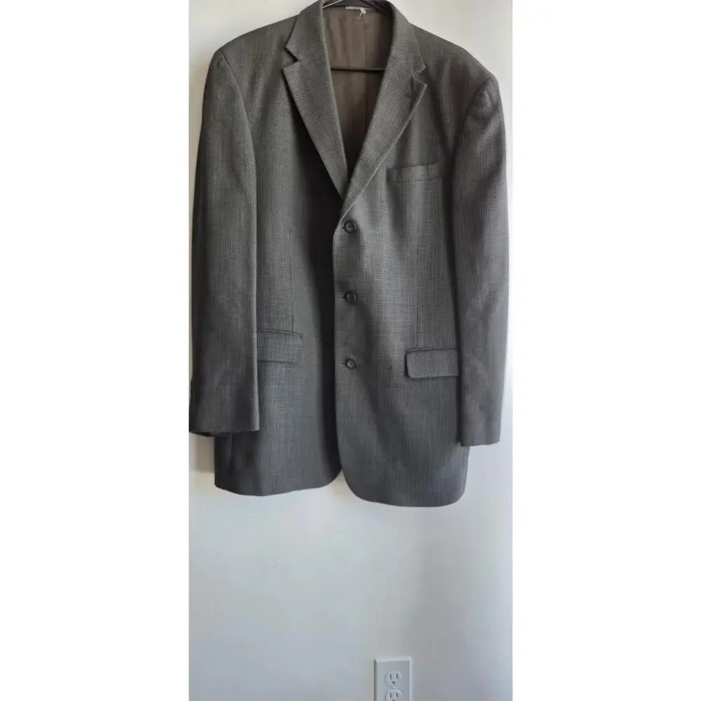 Vintage Oscar De La Renta 3Button Wool Blazer Sport Coat Jacket Men's Gray 44L